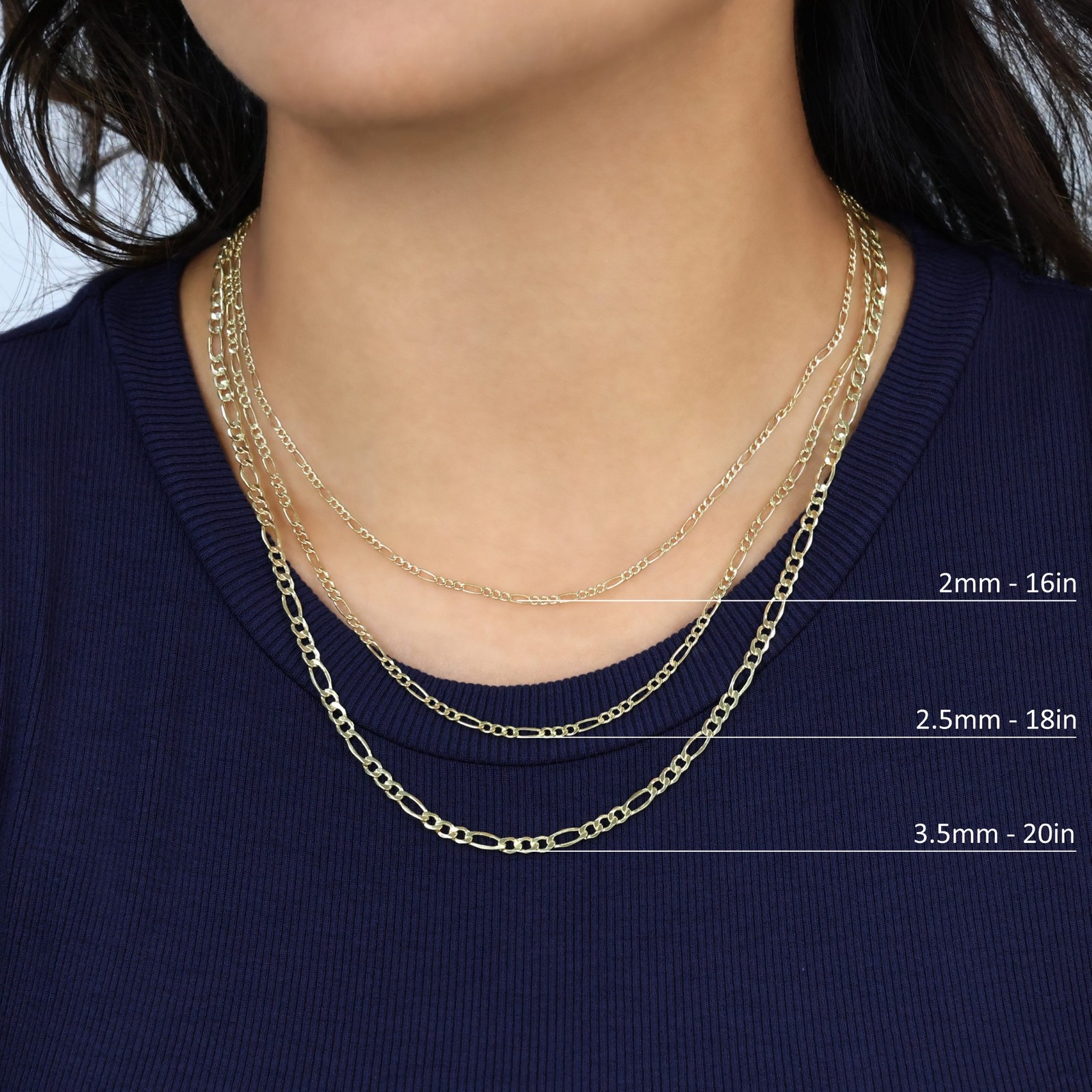 10K Yellow Gold 2mm-9mm Italian Figaro Chain Necklace Bracelet Men Women 7″- 30″