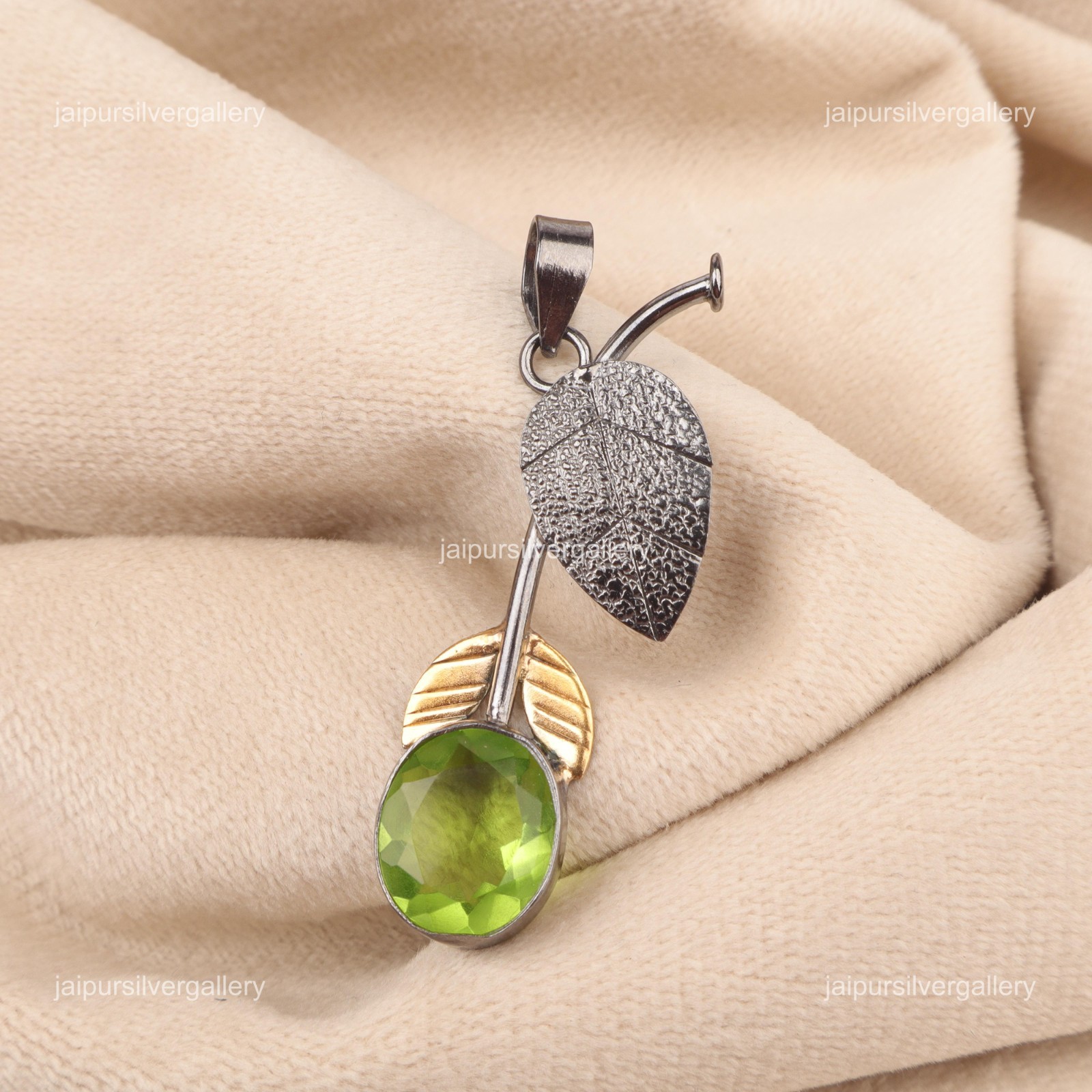 Peridot Gemstone Jewelry 925 Silver Handmade Daily Wear Pendant 1.69″ For Her