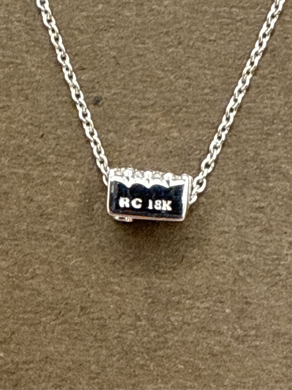 Roberto Coin “Tiny Treasures Love Letter” 18k White Gold Diamond Block Letter E