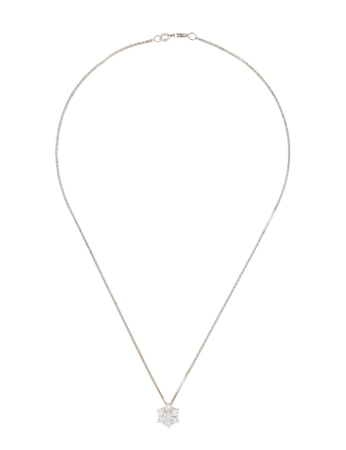 Near colorless SI 14K White Gold .87 Carat Cluster Diamond Necklace Pendant