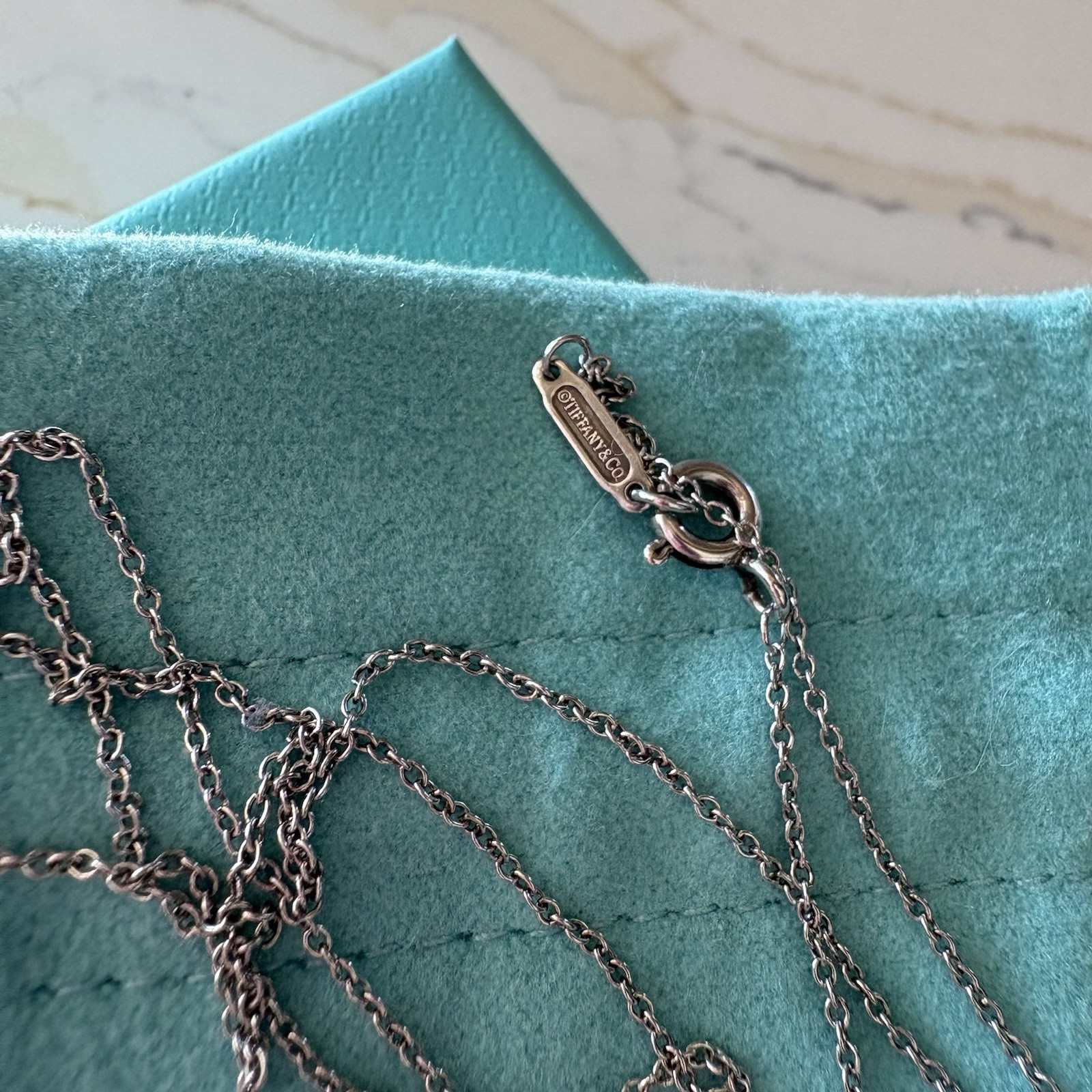 Tiffany & Co. Sterling Silver I Love You Heart Locket Pendant w/18” Chain