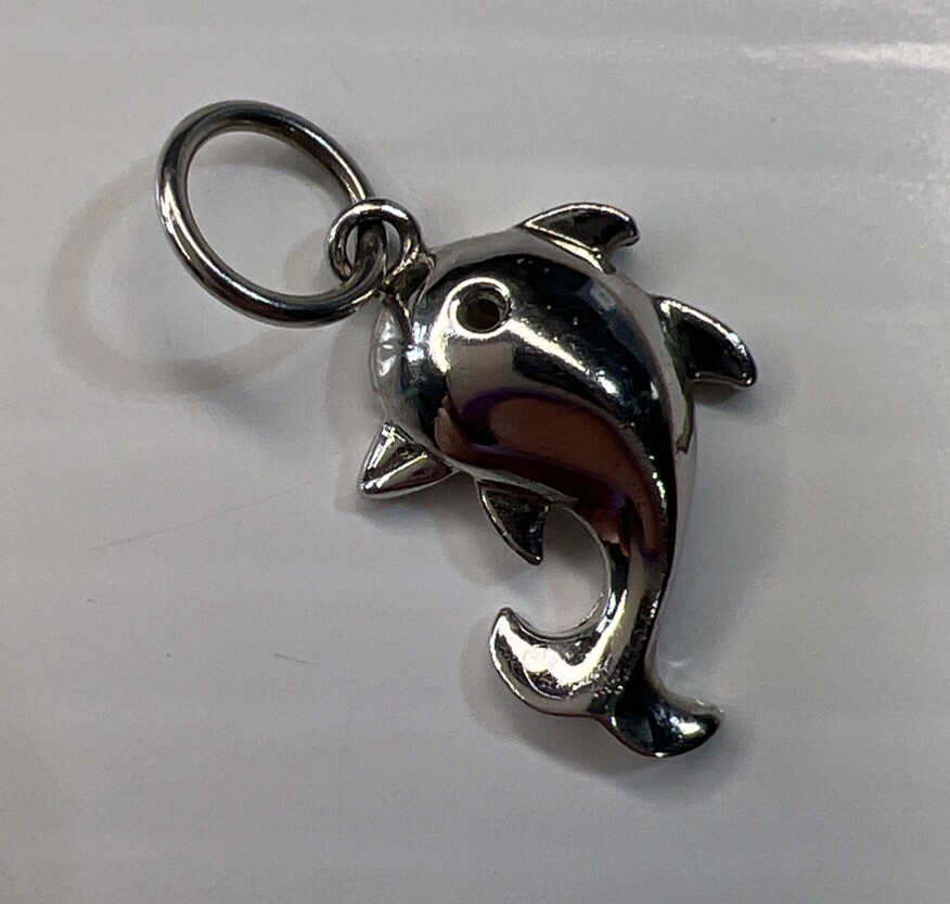 925 Sterling Silver Retro Charm Pendant Cute Cartoon Dolphin Whale Ocean Beach