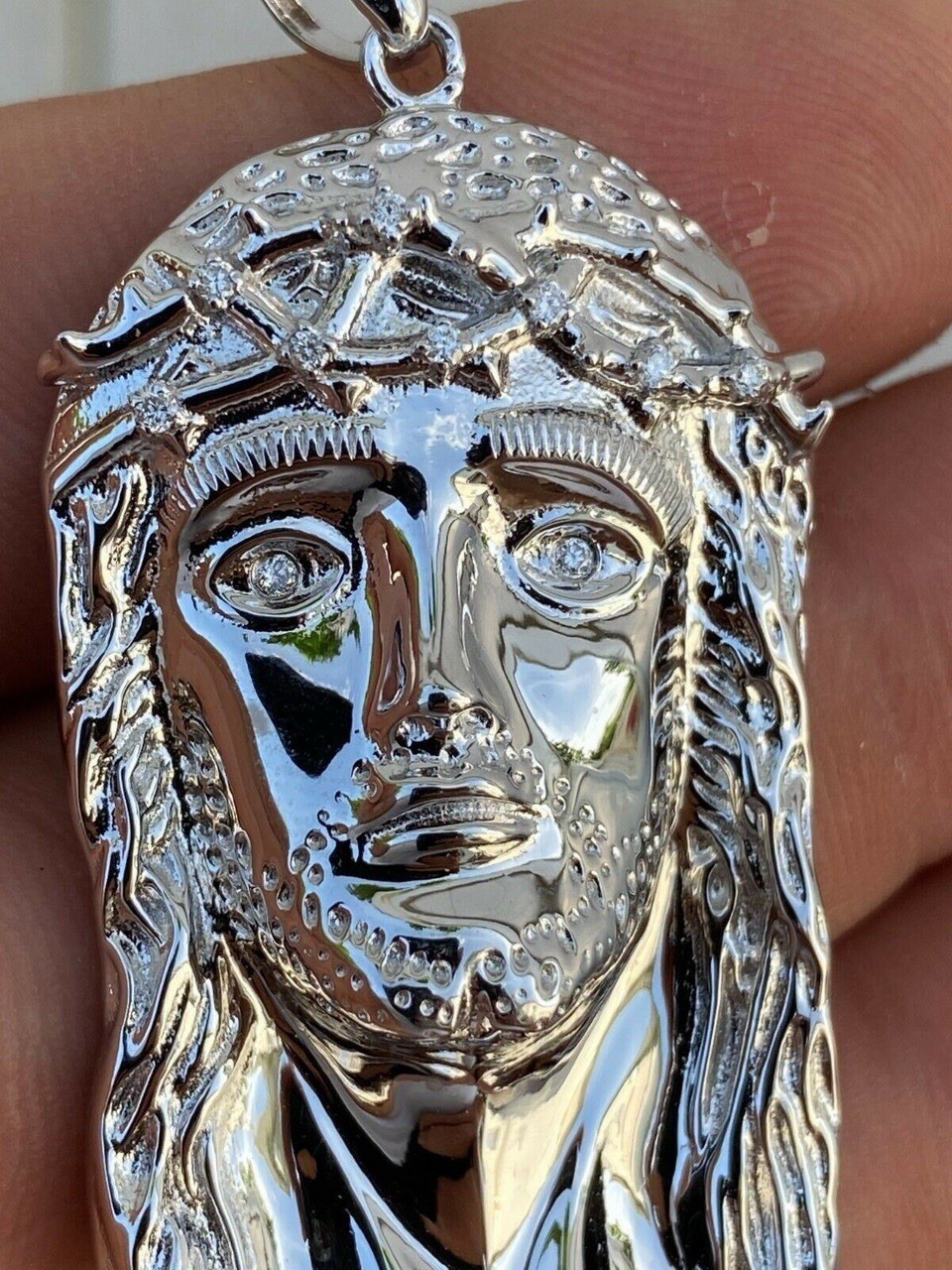 0.1ct Real DIAMOND Detailed Hip Hop Jesus Pendant – 925 Silver – Small