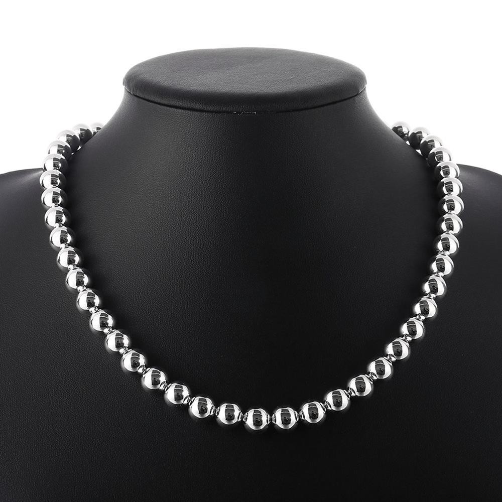 10MM Smooth Beads chain 925 Sterling Silver Necklaces for Women wedding Gift