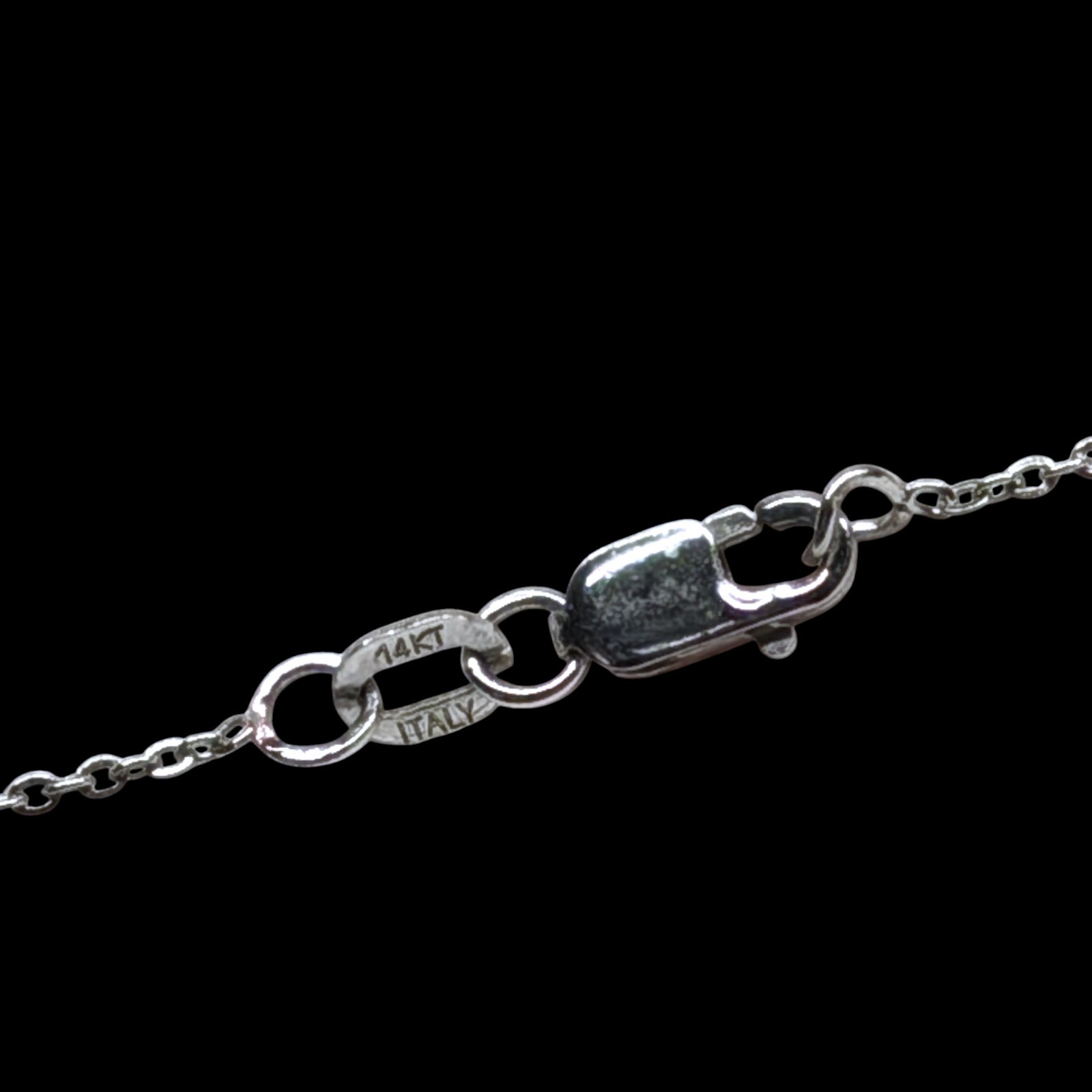 1990s 14K White Gold Pave Set Circle Pendant Necklace Italy Lobster Clasp 16in