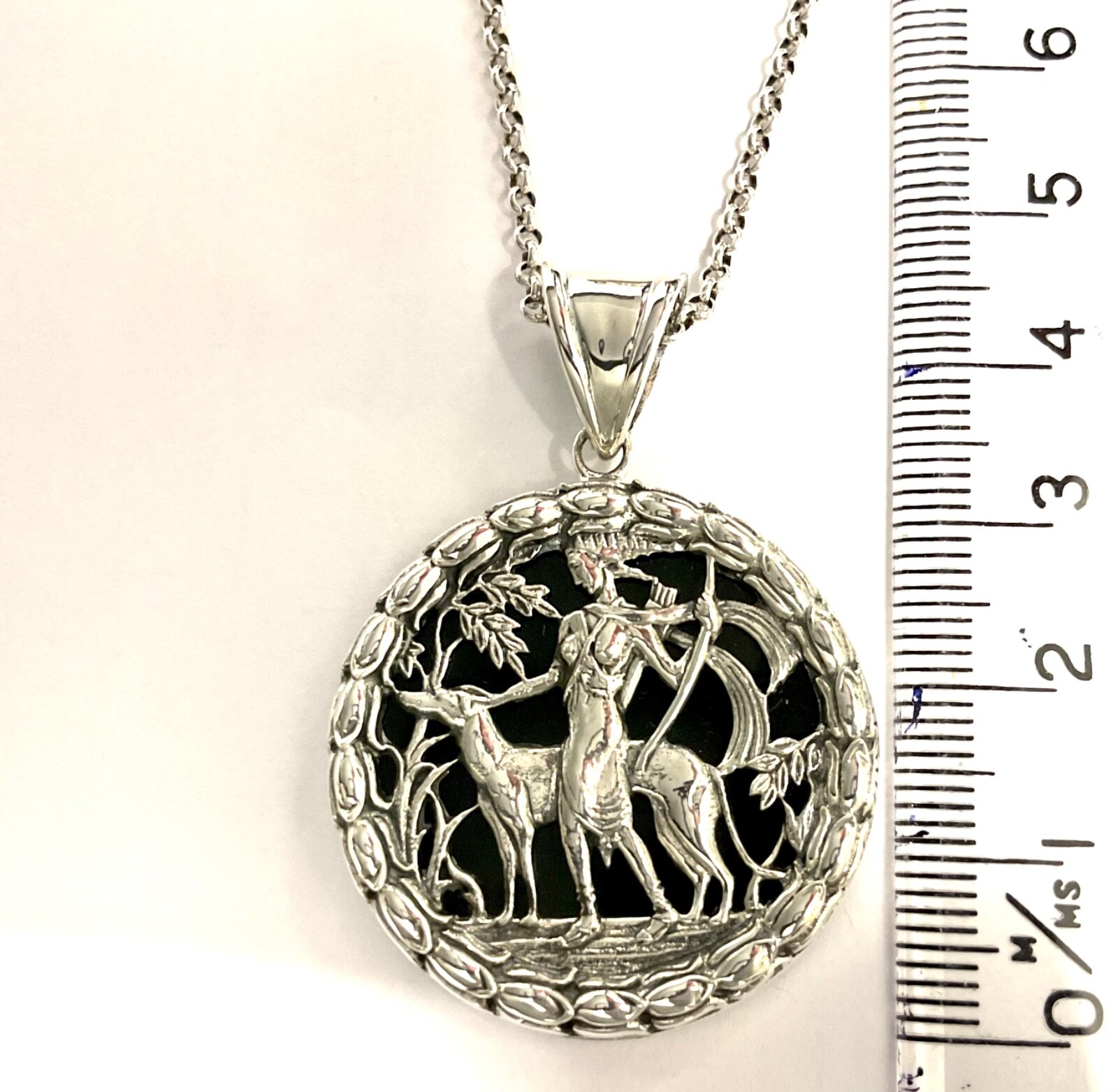 Artemis Greek Goddess of Hunt Forest Animals Moon Birth Sterling Silver Necklace