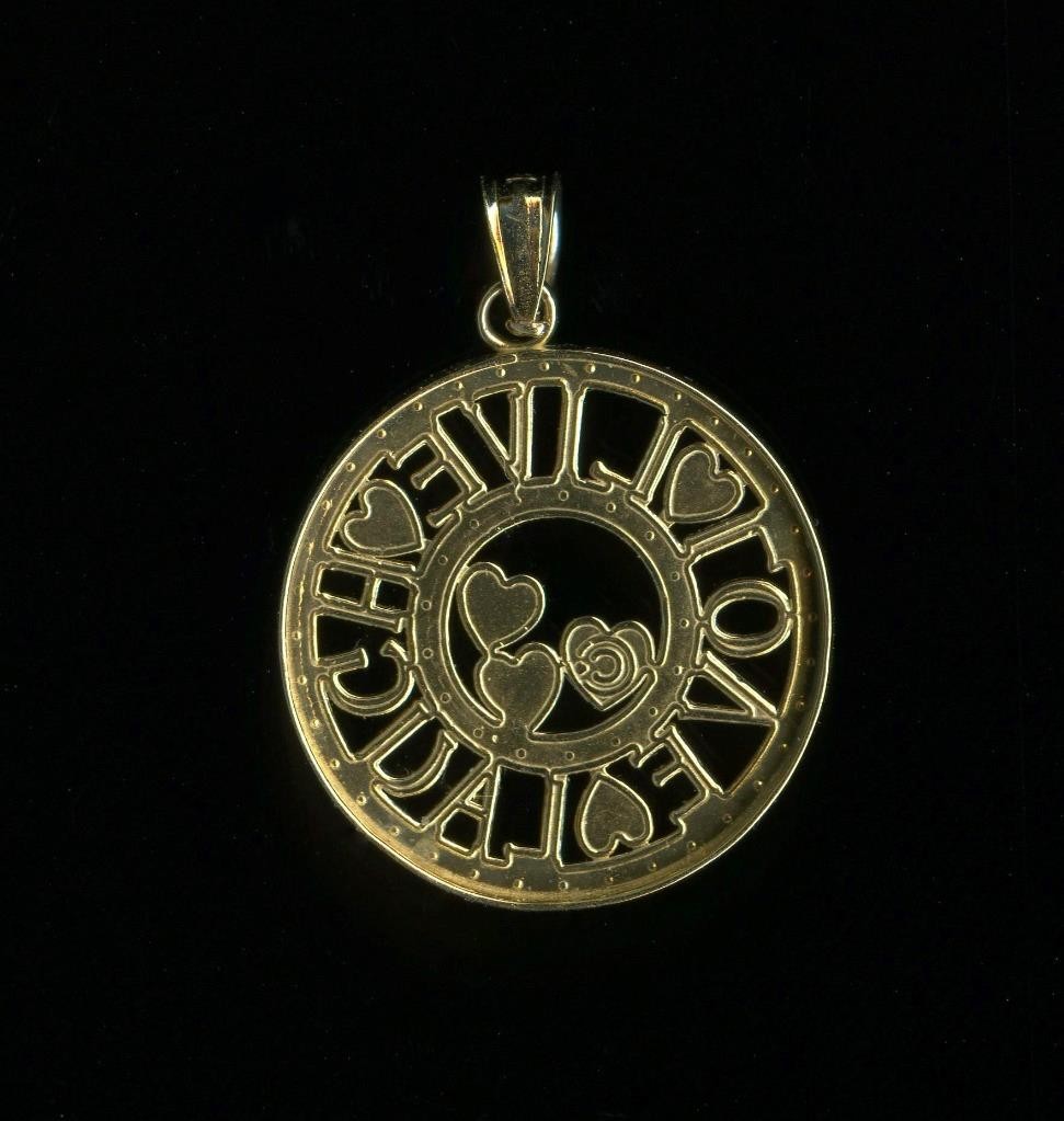 New 14K 1.59 Gram 26mm Solid Yellow Gold “LIVE LOVE LAUGH” Word Pendant (KZ