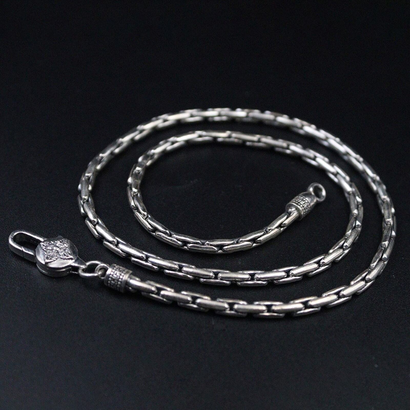 Sterling 925 Silver Necklace For Men 3mm Male’s Vintage Wheat Chain 18-26inch