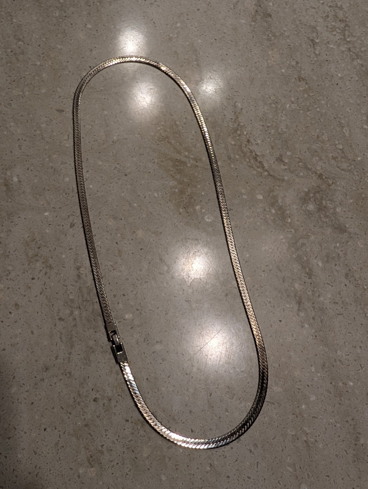 14K White GF Rope Flat Chain 23.5″ Long Necklace Herringbone 22.7 Grams