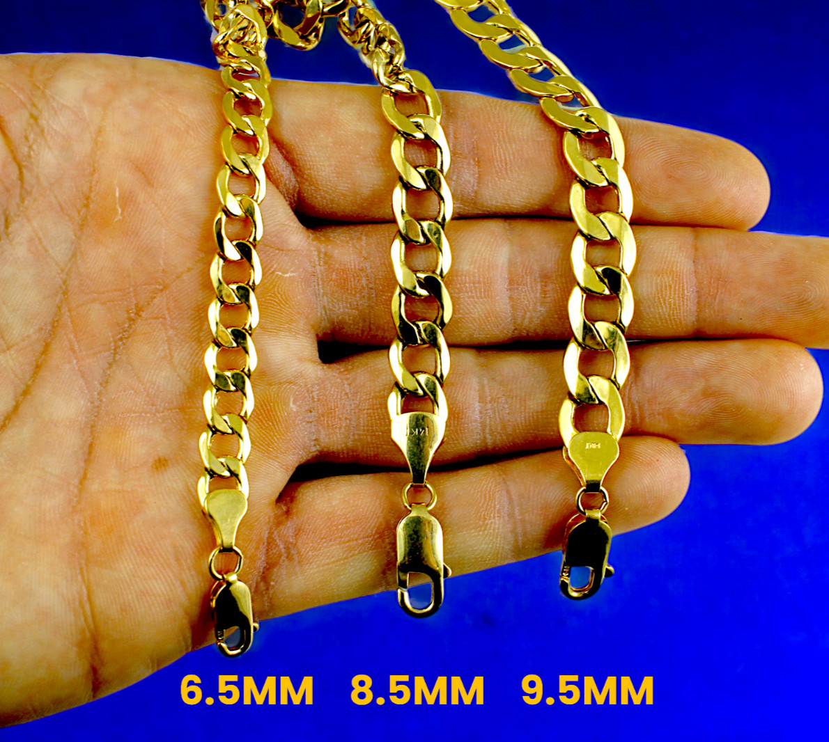 14K Yellow Gold 2mm-9mm Curb Cuban Chain Necklace Round Link All Sizes Men Women