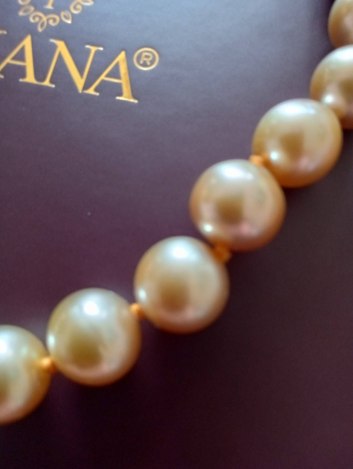 Iliana South Sea Golden Pearl Necklace 18k Yellow Gold 18″ Round Natural 200cts