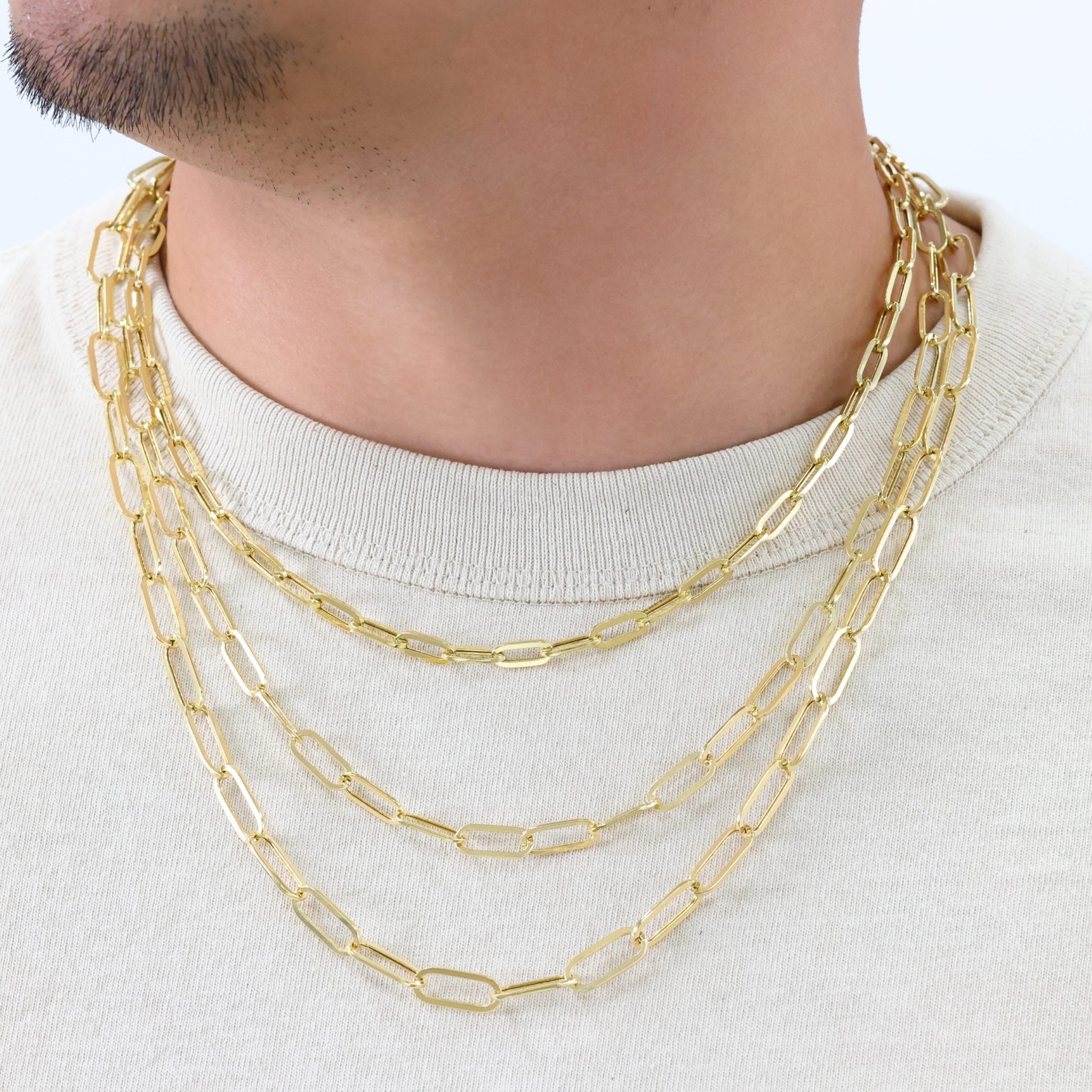 14k Yellow Gold Paperclip 2mm-7mm Chain Cable Rolo Necklace Mens Womens 16″-24″