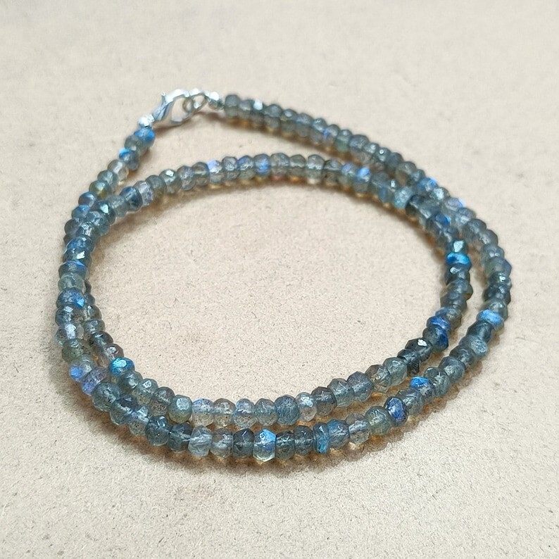 Labradorite Faceted Rondelle 4MM Gemstone Beads 4 Necklaces For Buyer