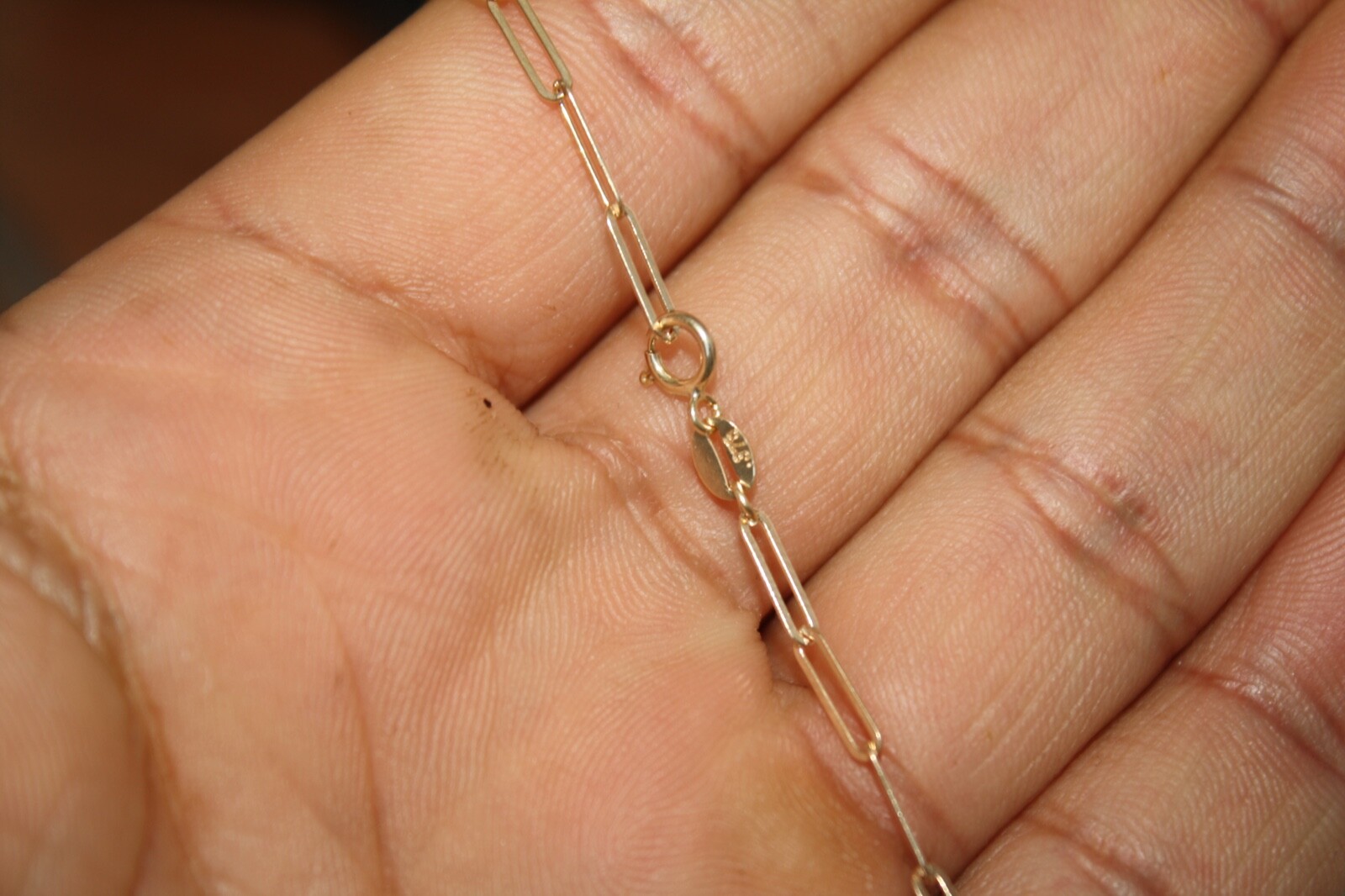 100% Genuine 9k Solid Yellow Gold Long Link Paperclip Chain 70cm. Brand New