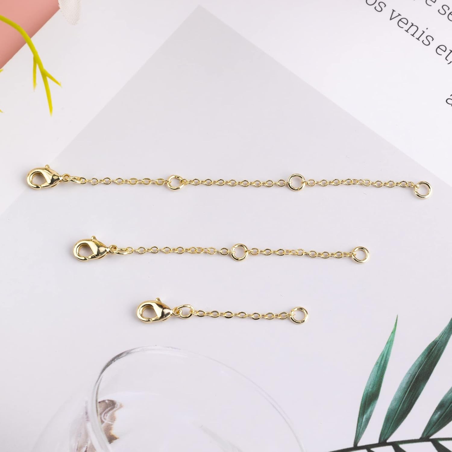 3 pack 14K Gold Necklace Extenders, Chain Lobster for Necklace Bracelet Anklet
