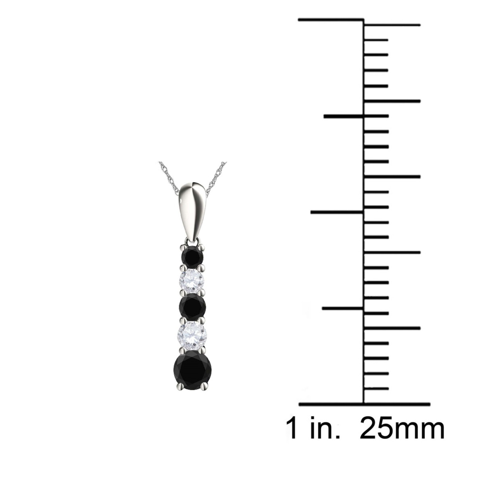 0.75 Carat Natural Black & White Diamond Pendant Necklace for Women in 10K Gold