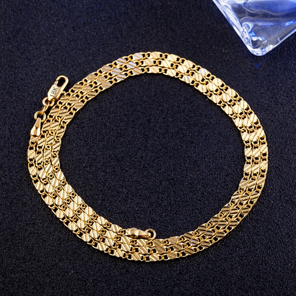 DOTEFFIL 925 Sterling Silver 16/18/20/22/24/26/28/30 Inch 2mm Gold Charm Chain