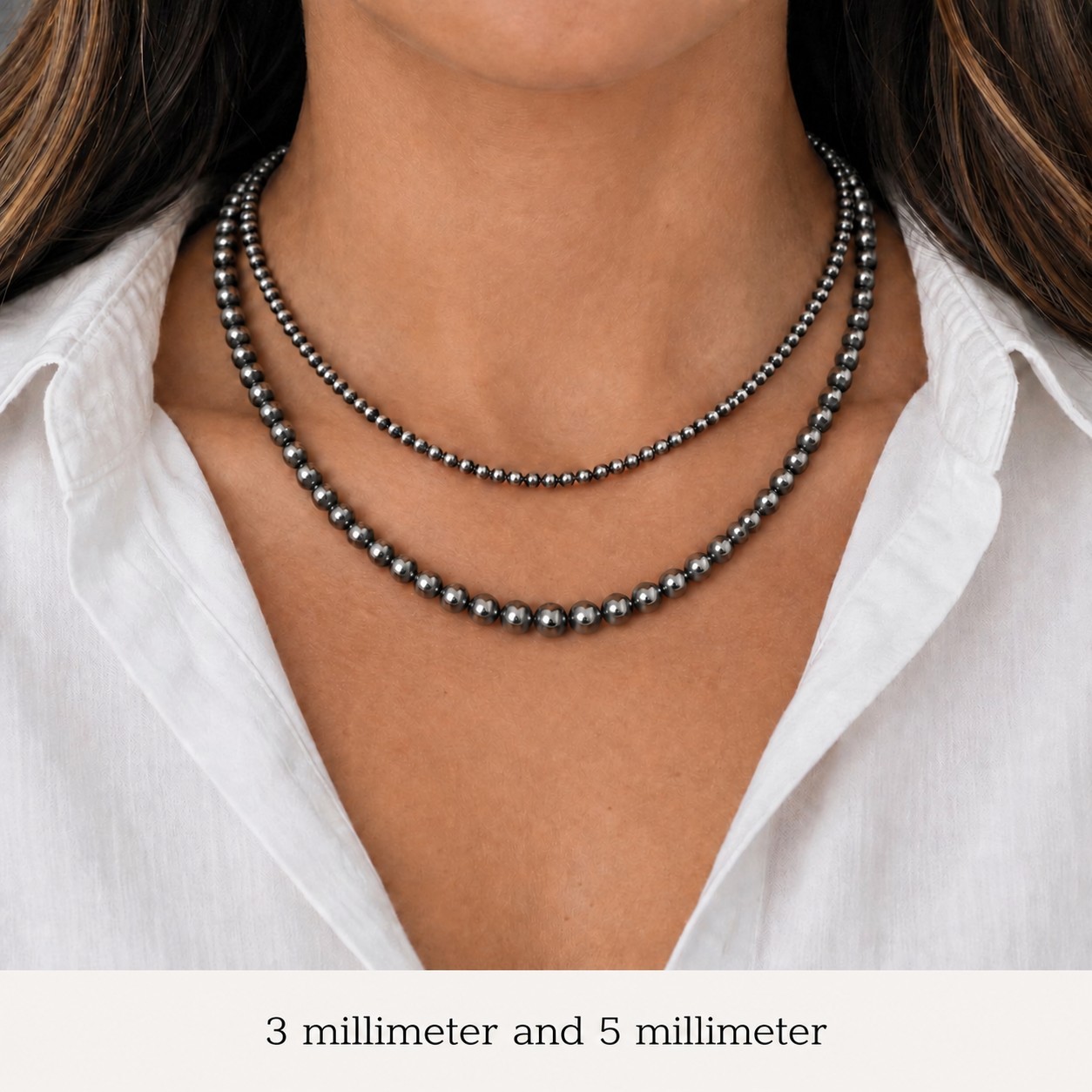 3mm Sterling Silver Navajo/Desert Pearl Necklace 18-20″ USA Made Hand Strung