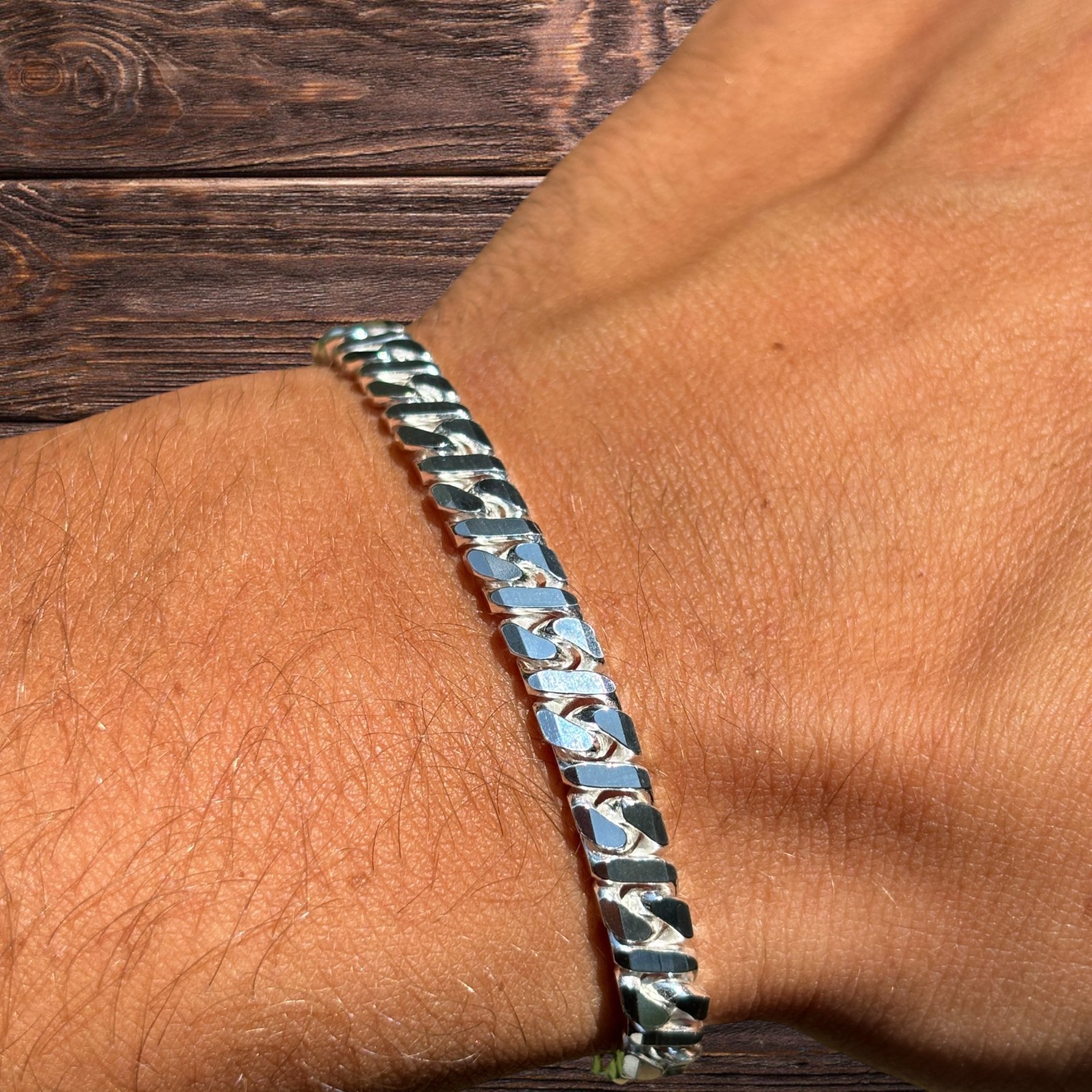 6mm Dollar Link Bracelet – Real Solid 925 Sterling Silver MADE IN ITALY