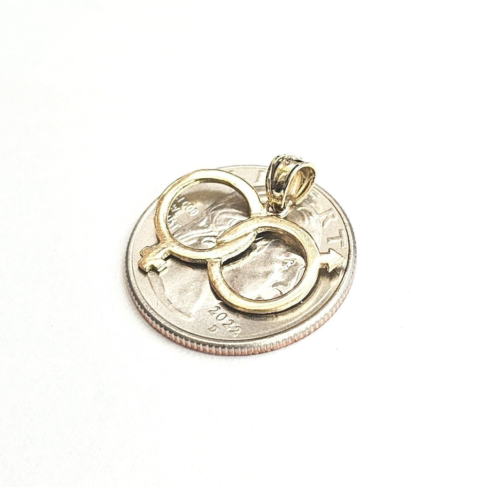 14k yellow Gold male female gender sign symbol Pendant charm fine jewelry 1.4g
