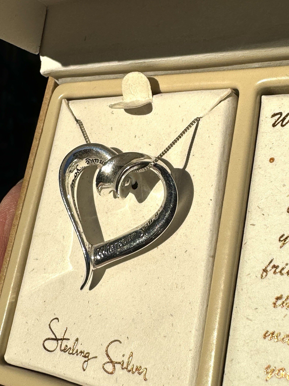 Sterling Heart Pendant/Necklace with Engraved Friendship Sentiment ~Original Box