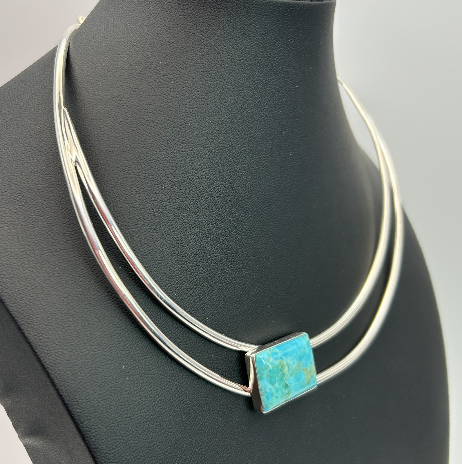 Jay King DTR 925 Sterling Turquoise Double Collar Necklace 36g Original Box