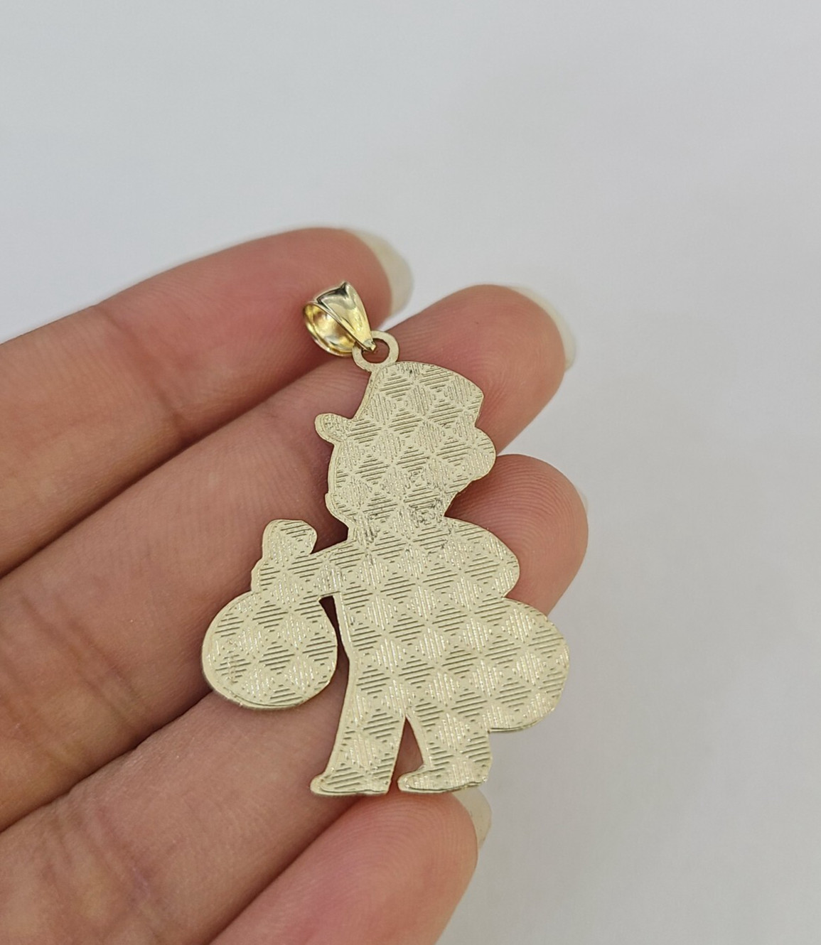 Real 10K Grandpa Money Bag Pendant Yellow Gold Charm Genuine 10kt
