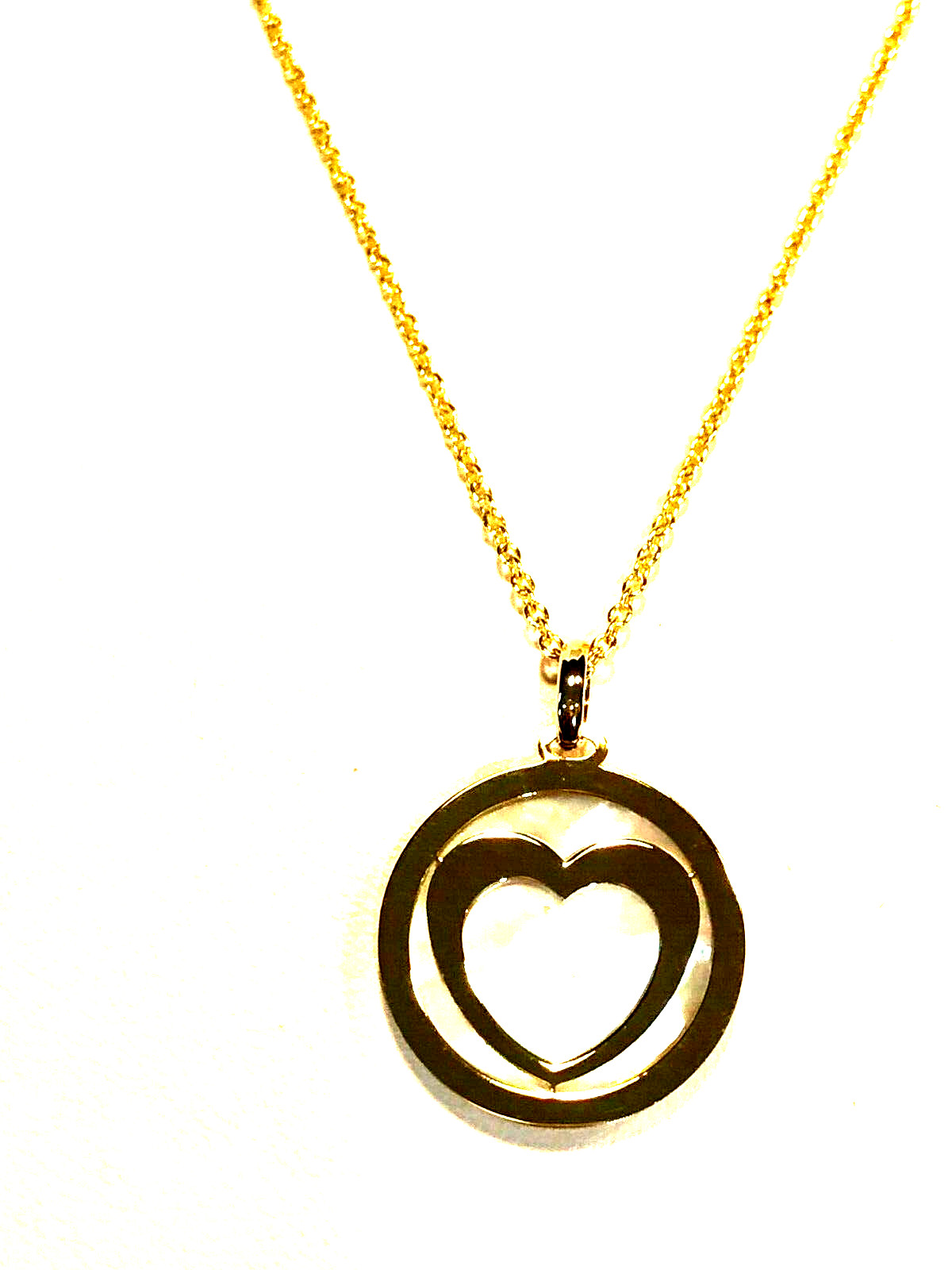 ITALIAN GOLD 14K YELLOW GOLD & MOTHER-OF-PEARL HEART PENDANT + CHAIN (M4971G-62)