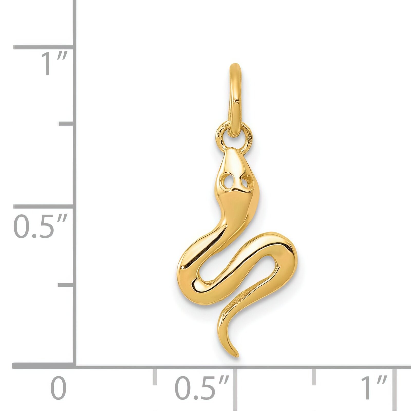 14K Yellow Gold Snake Reptile Charm Pendant Jewerly 21mm x 9mm