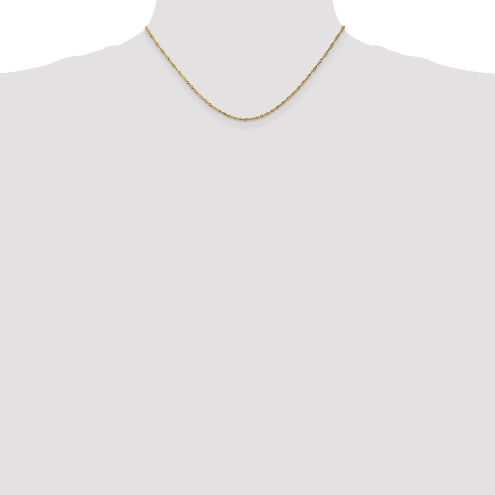 10k Yellow Gold 1.4mm Singapore Chain Necklace 16″ for Women 1.22g