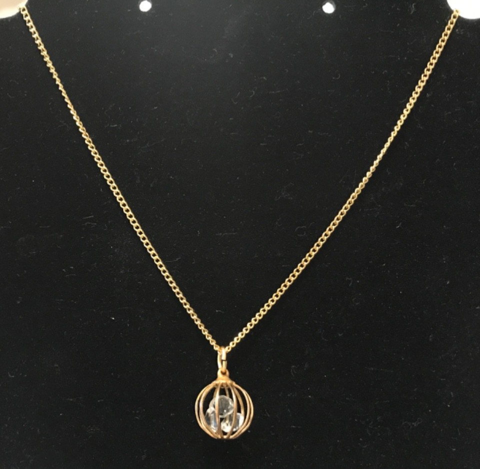 Vintage Spinel 14KT E.G.P. Caged Crystal Pendant Necklace In Original Box