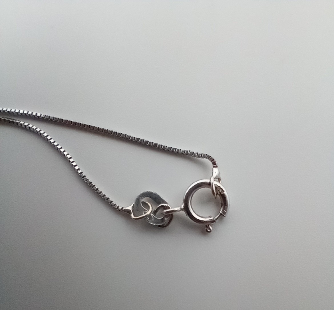 14K White Gold 3 Diamond Drop Necklace Pendant 585 Italian Gold Box Chain 24mm