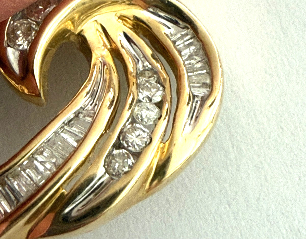 14k Yellow White Gold Diamonds Heart Pendant