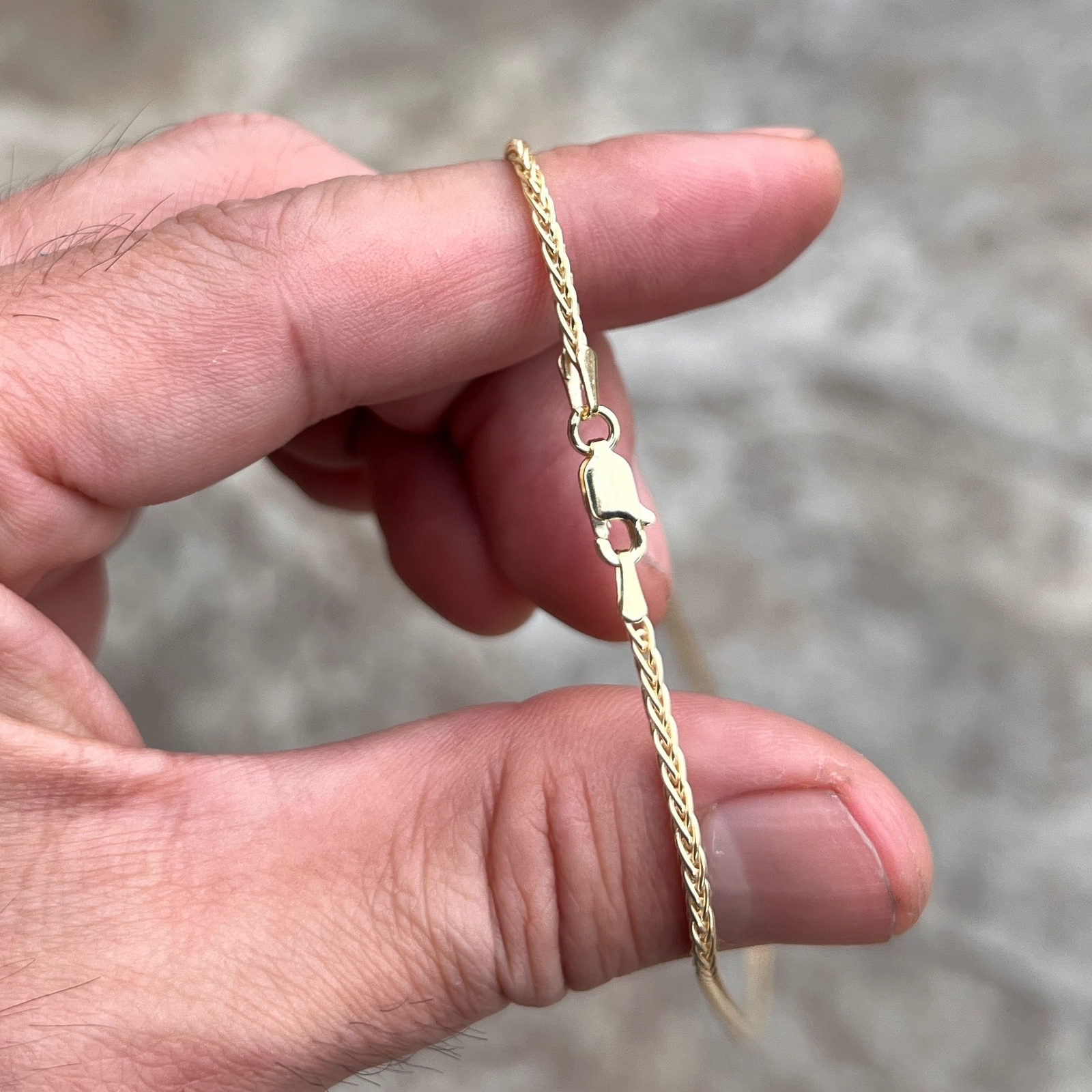 14k Gold Plated 925 Sterling Silver Spiga Rope Wheat Palm Franco Foxtail Chain