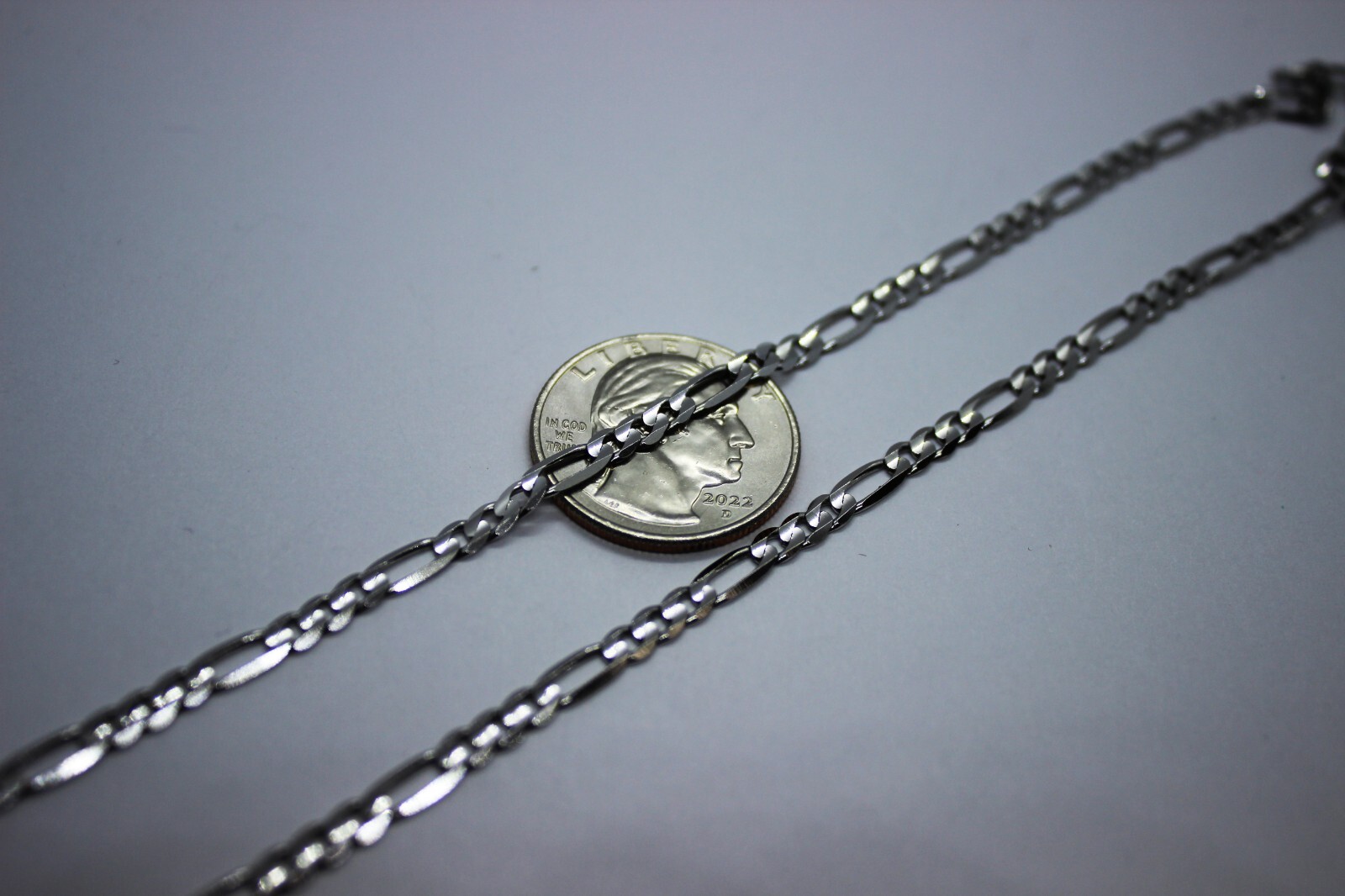 10k Solid White Gold Figaro Chain Necklace Bracelet 2.2mm – 6.2mm 7″ – 30″