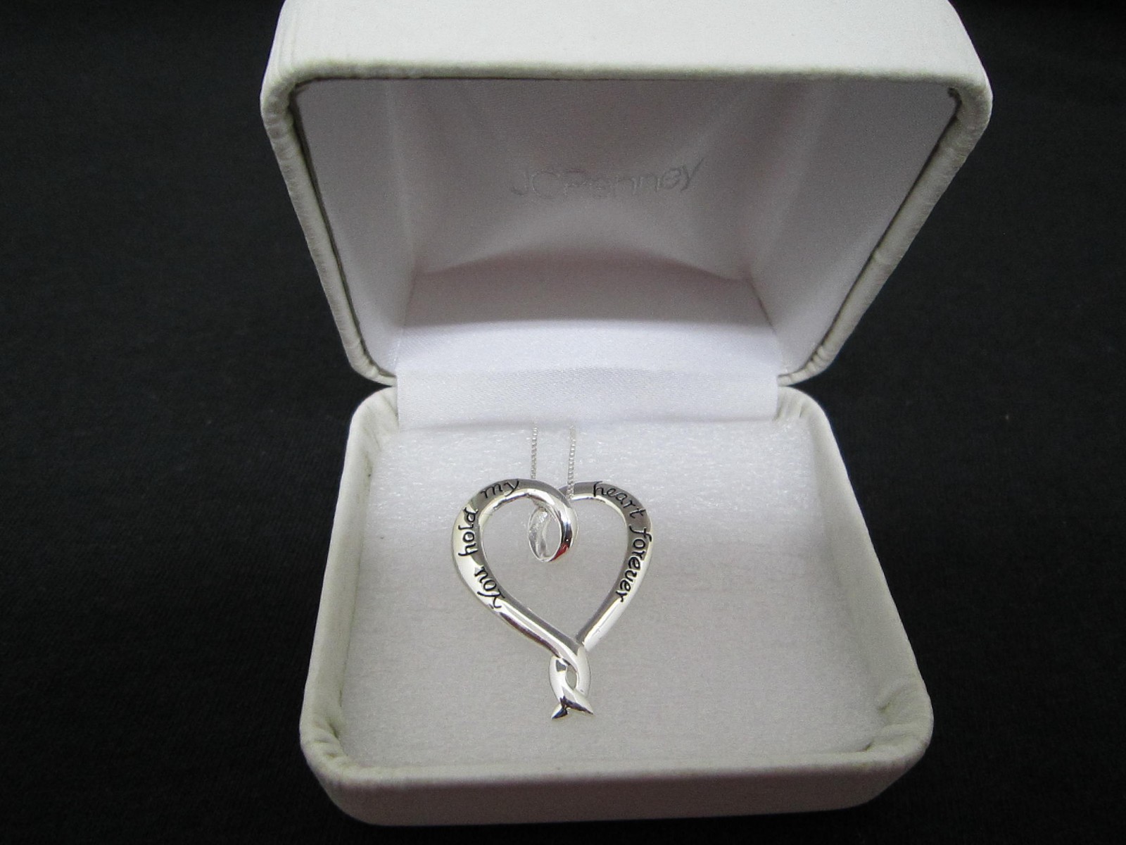 .925 Sterling Silver “You Hold My Heart Forever”, Heart Pendant Necklace, 18″