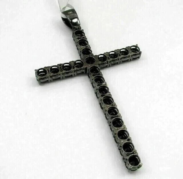 3Ct Round Cut AAA Lab-Created Black Diamond Cross Pendant 14K Black Gold Plated