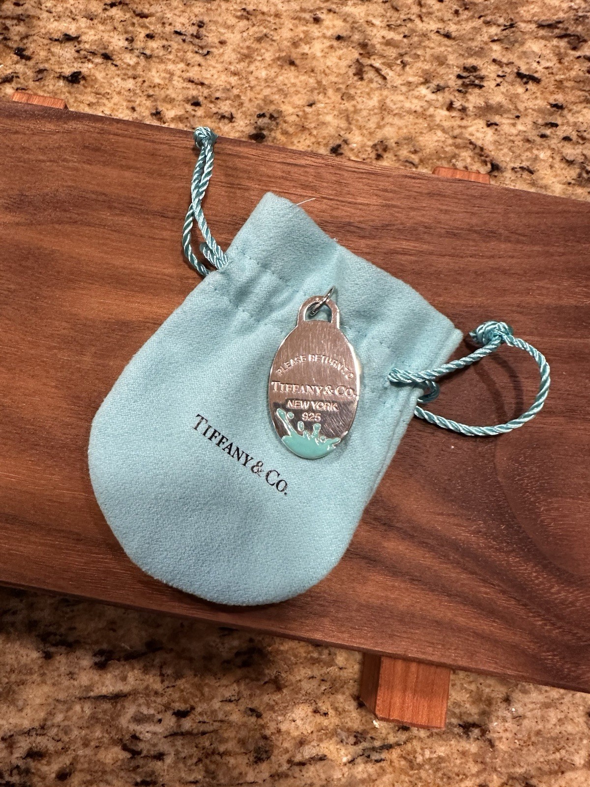 Tiffany & Co. Return to Tiffany 925 Sterling Silver Blue Splash Enamel Pendant.