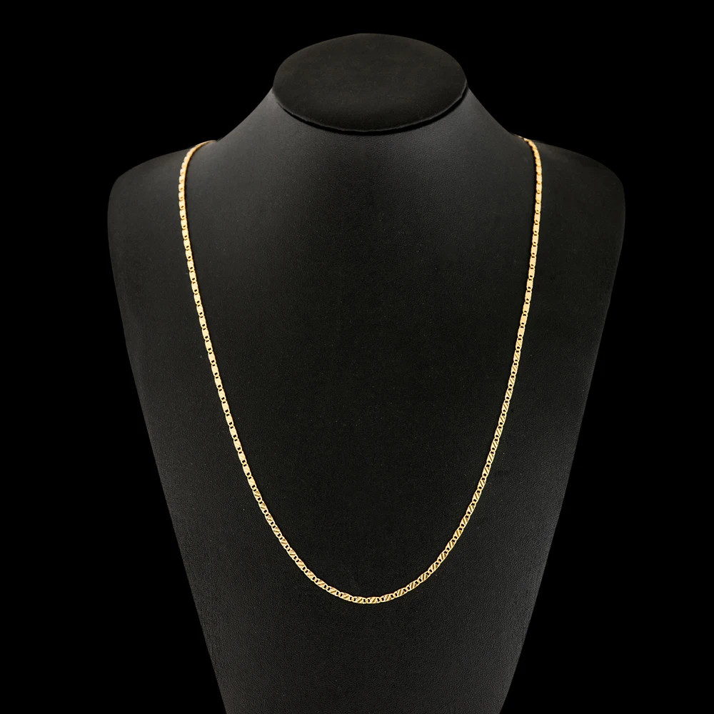 DOTEFFIL 925 Sterling Silver 16/18/20/22/24/26/28/30 Inch 2mm Gold Charm Chain