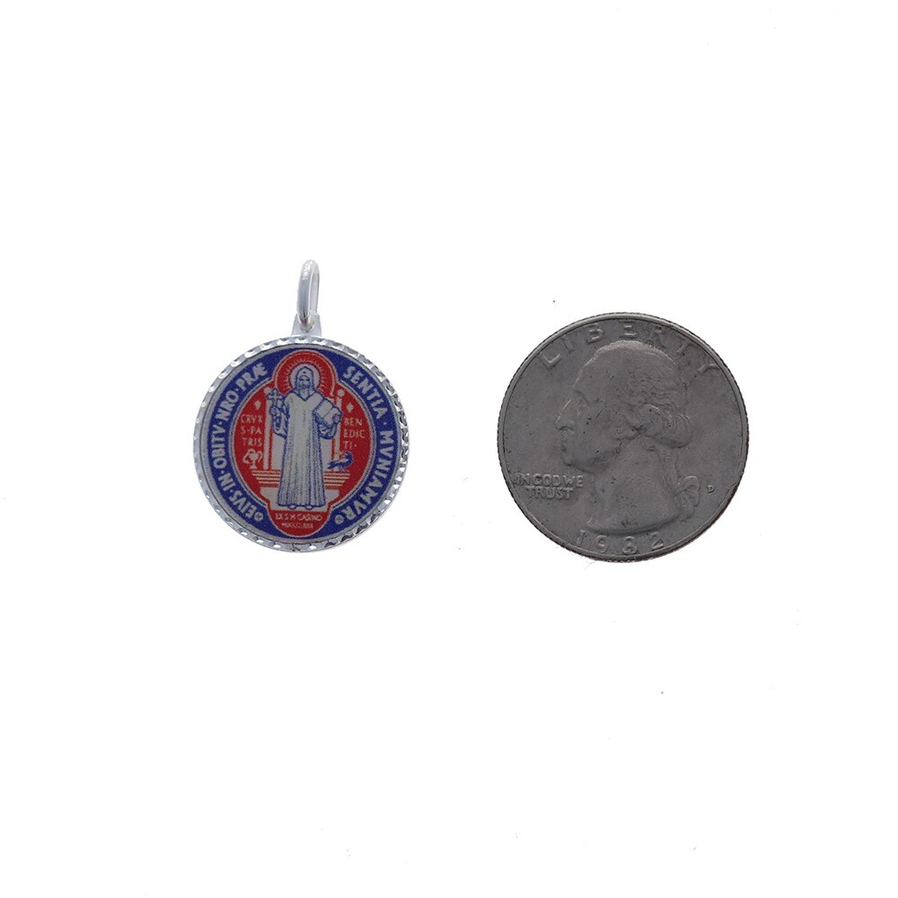 Sterling Silver, St Benedict Pendant, Religious Jewelry, Catholic Charm, Image