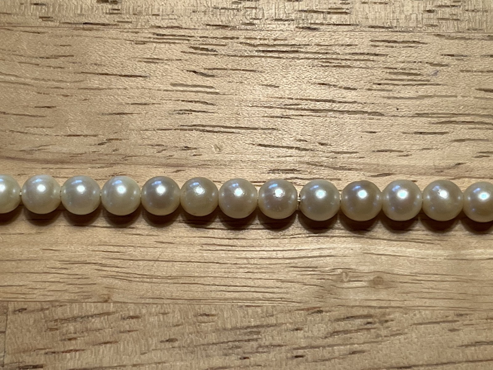 Genuine pearl, 13 inch necklace, 14k white gold clasp, 6 – 7 mm pearls