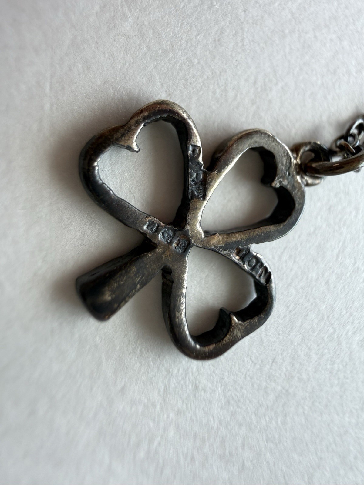 Vintage Irish Sterling Silver Shamrock Pendant Necklace J.O’N Eire 925