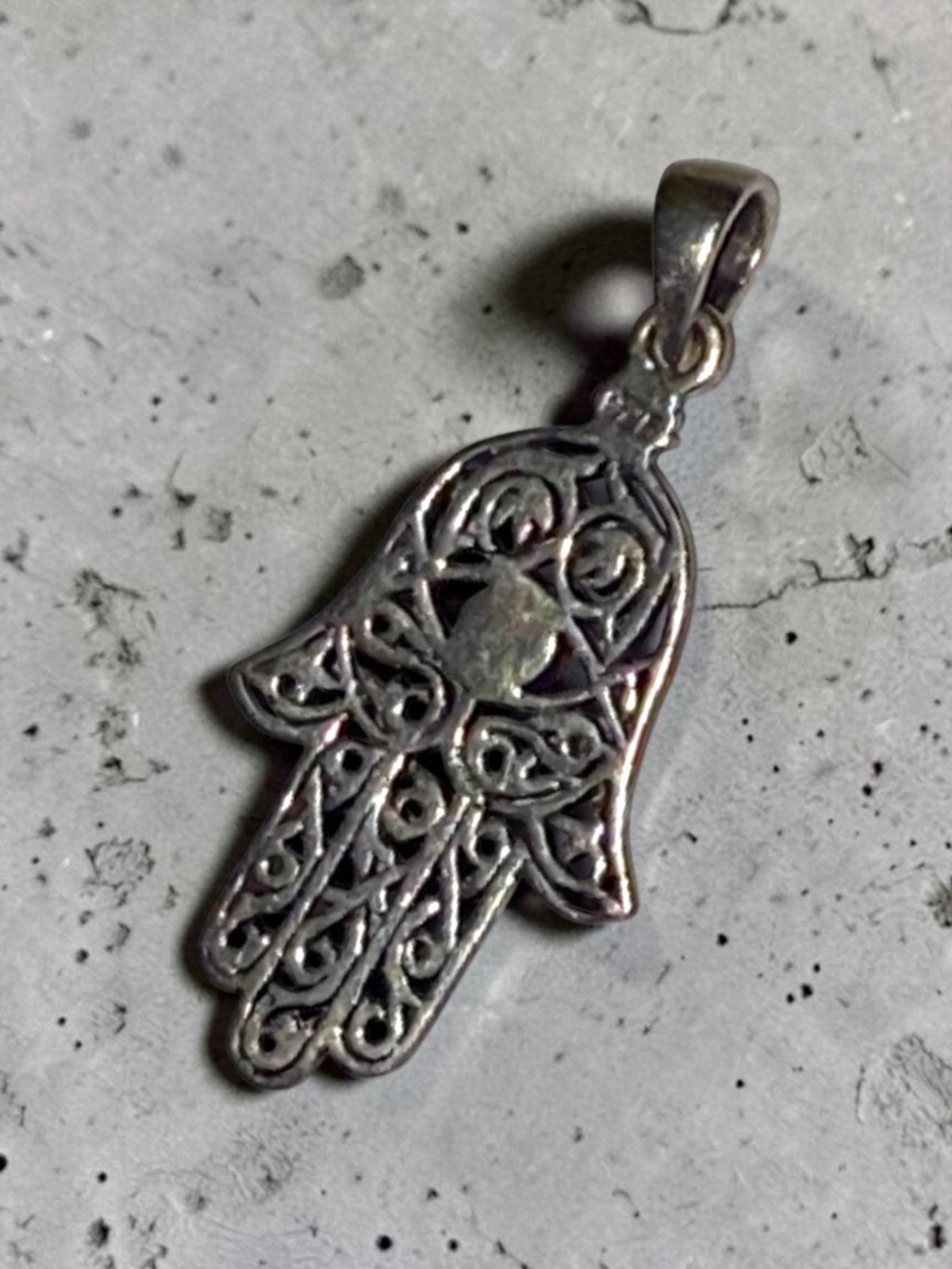 925 Sterling Silver Hamsa Hand Pendant With Turquoise Center Protection Amulet