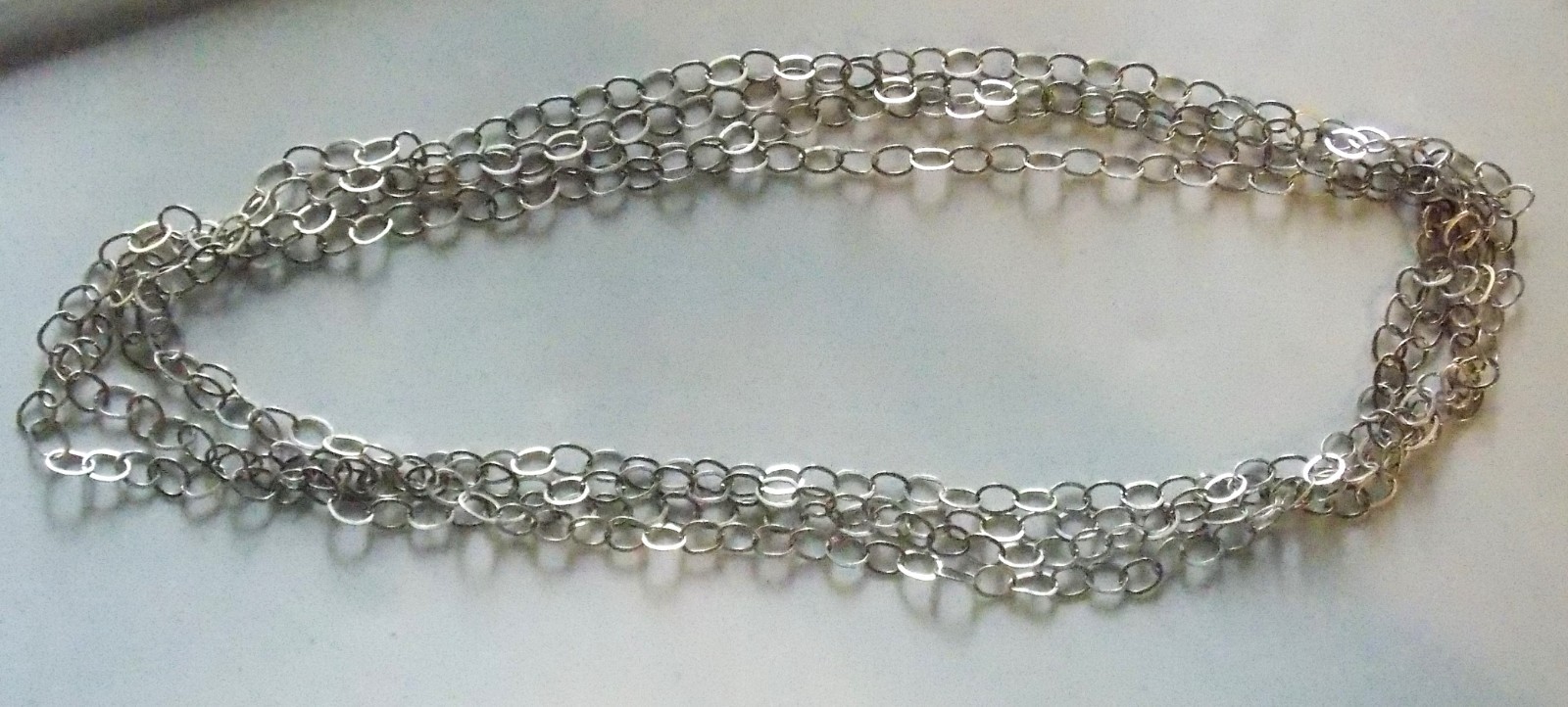 Sterling Silver 100″ (8’4″) Oval Link Chain Necklace Lobster Clasp Signed PC