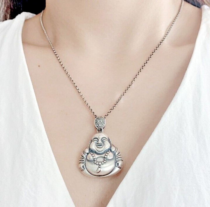 new Smiling Buddha Necklace Pendant Lucky Jewelry for Men or Women with Chain