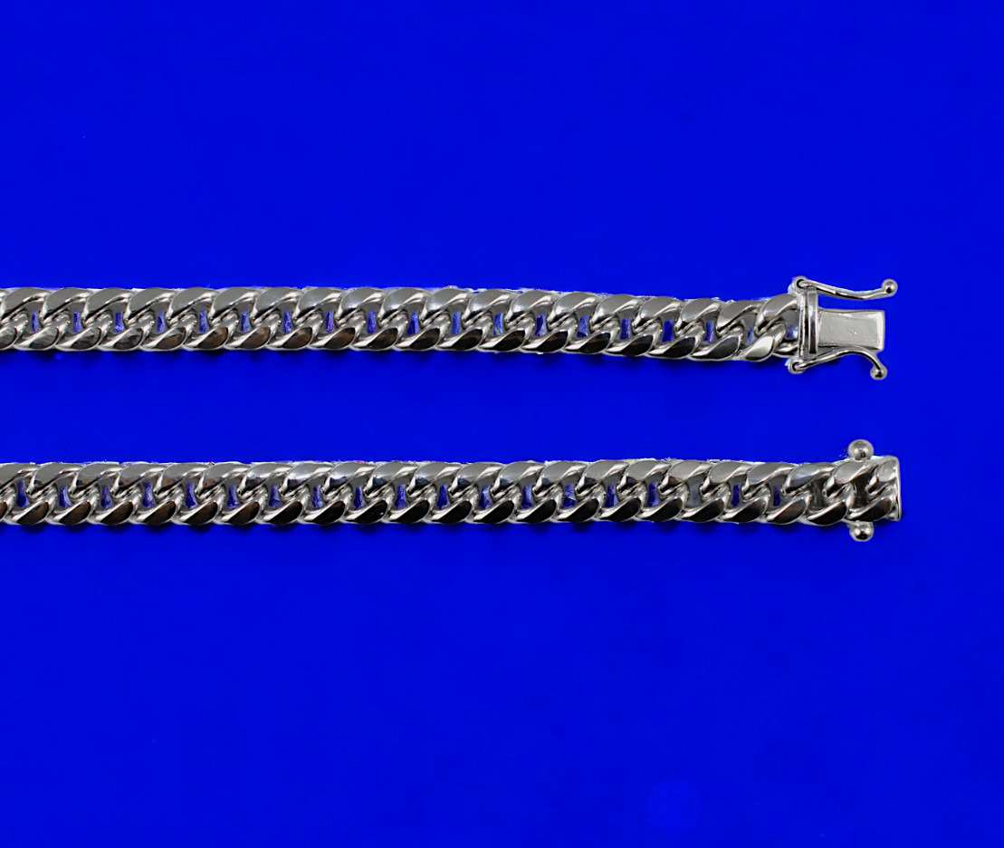 10K White Gold 2mm-7mm Miami Cuban Link Chain Necklace Bracelet Real 7″-30″