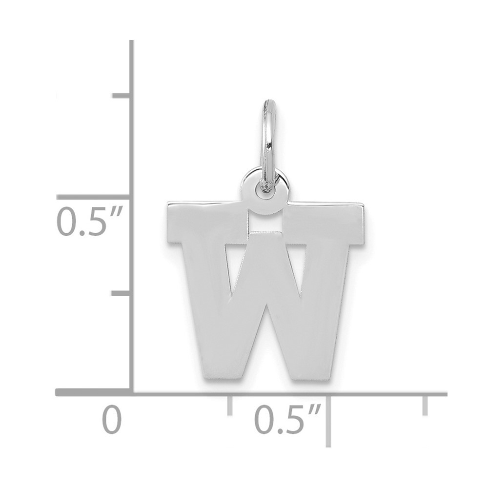 10k White Gold Small Block Initial W Charm Pendant 0.43gm L-18 mm, W-12 mm