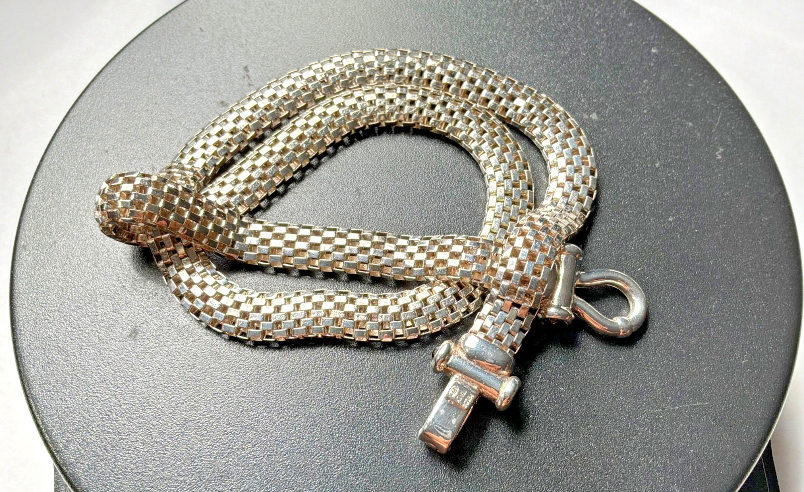 Milor 925 Sterling Silver Italian 8mm Mesh Link Chain Necklace Womens 17 Inch