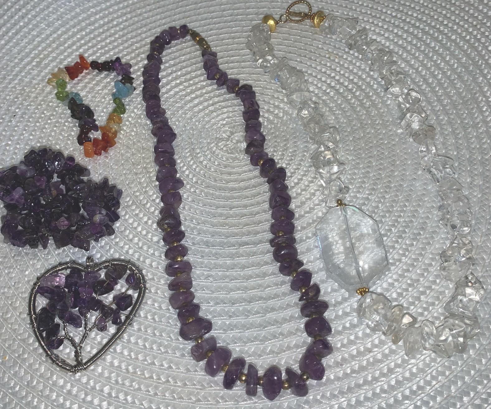 Jewelry Lot 2 Necklace 2 Bracelet Tree of life pendant necklace amethyst Quartz