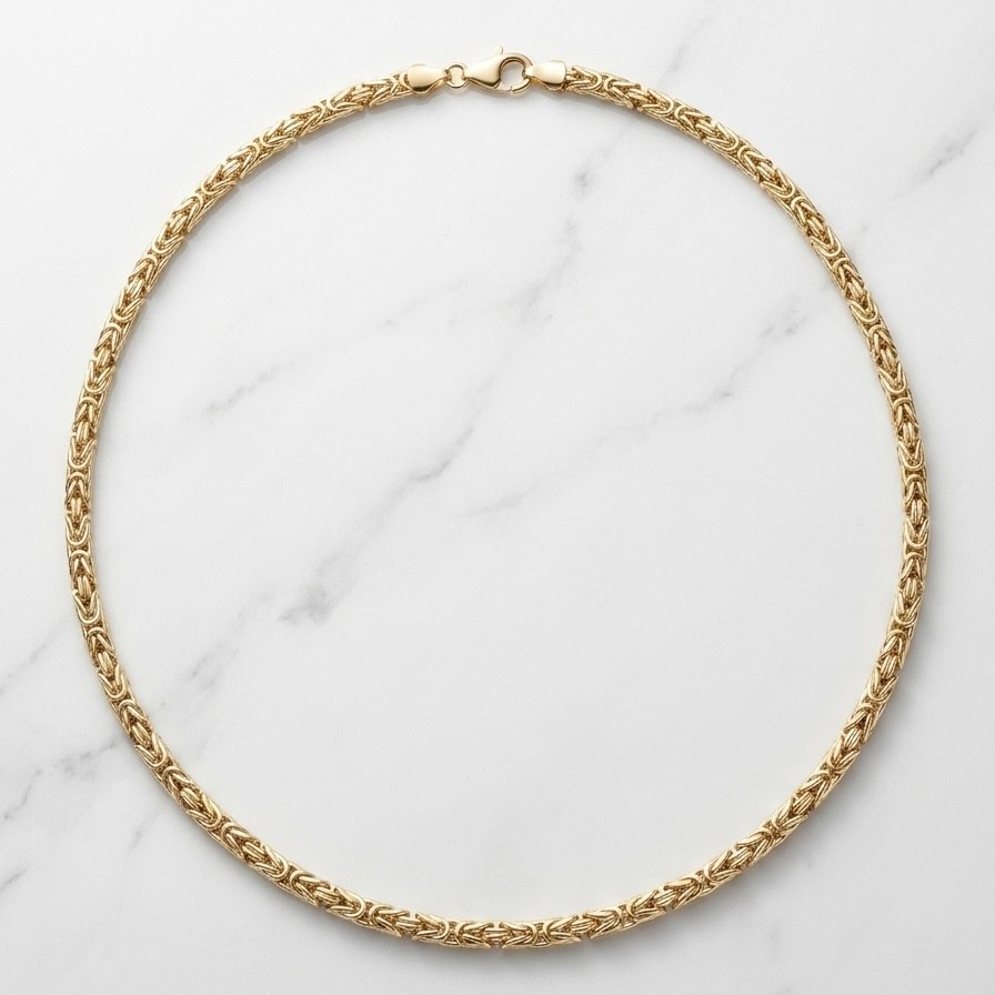 14K Gold Byzantine Chain Necklace Round Polished Yellow Finish Men Women QVC